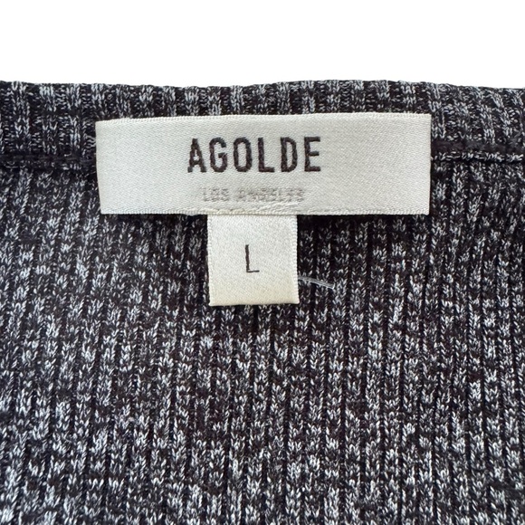 AGOLDE Tavi Mélange Rib Knit Thong Bodysuit in Salt & Pepper Size 10 or L - Picture 9 of 12